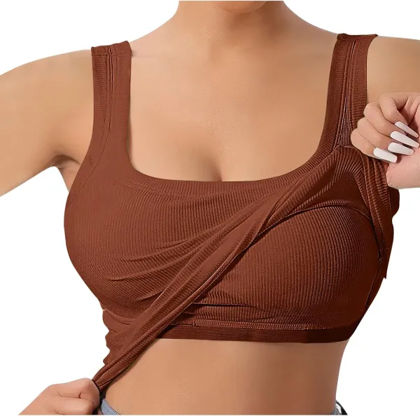 Women's Ribbed U-Back Built-In Bra Tank Top