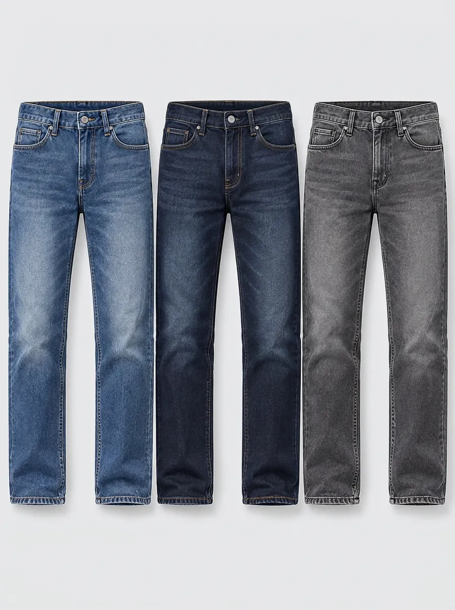 Washed Finish Denim Jeans Collection in Classic Denim