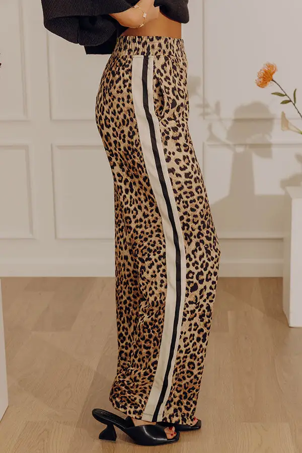High Waist Relaxed Leopard Striped Butter Soft Pants