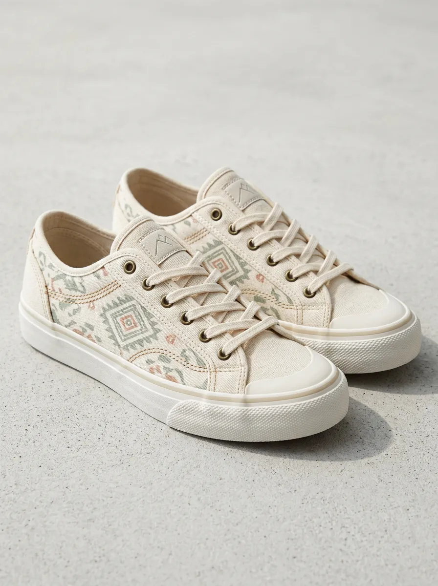 Relaxed Geometric Graphic Profile Men's Canvas Shoes