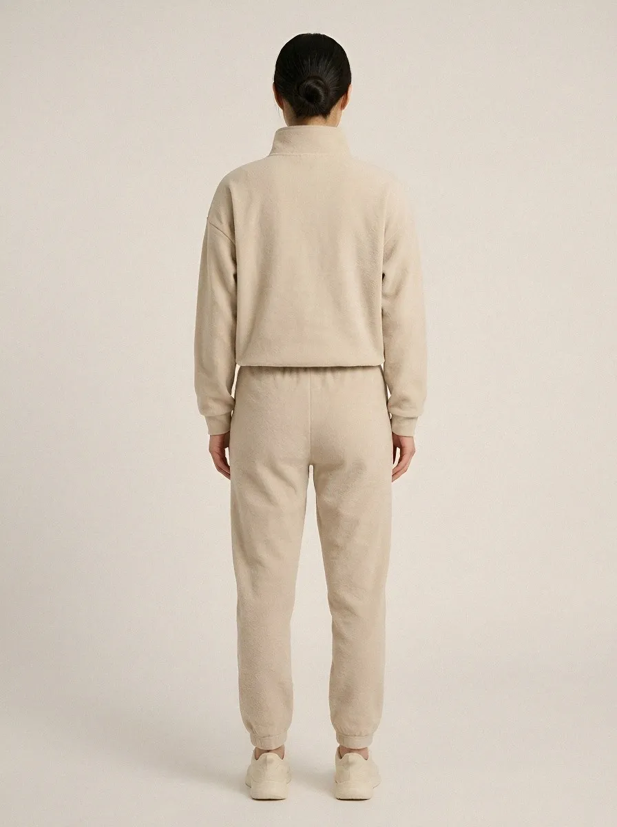 Women's Mountain Embroidered Quarter-Zip Fleece Jogger Set