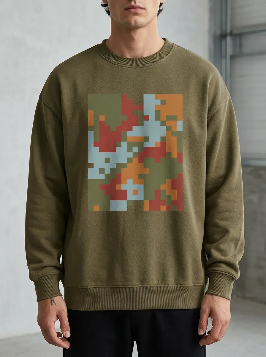 Pixel Camouflage Pattern Crewneck Sweatshirt