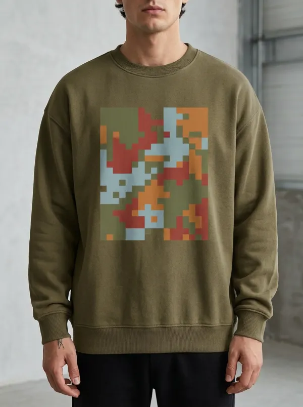 Pixel Camouflage Pattern Crewneck Sweatshirt