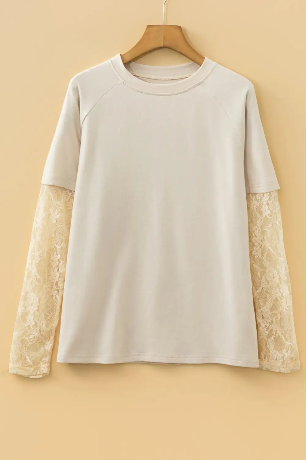 Women's Solid Lace Long Sleeve T-Shirt