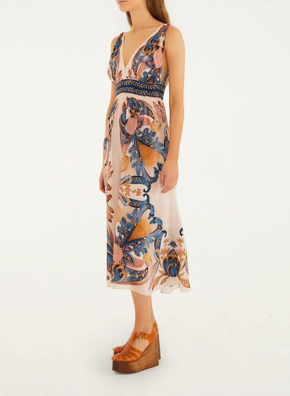 V-Neck Midi Easy Fit Dress
