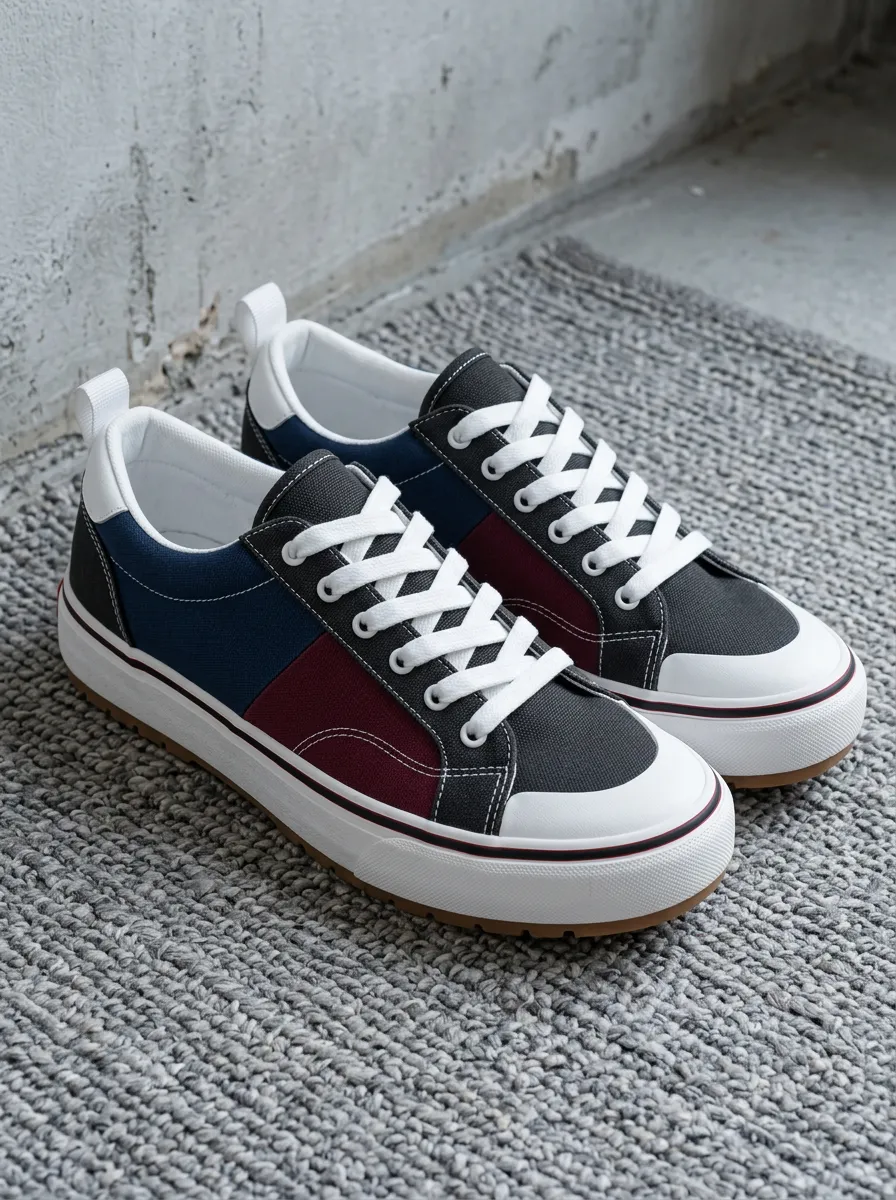 Men's Colorblock Casual Retro Printed Canvas Shoes