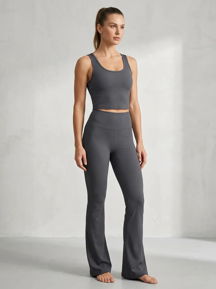 Yoga-Inspired Everyday-Look Women's Tank Top Flare Pants Active Set