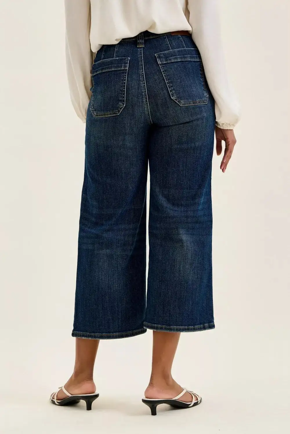 Denim Patchwork High Rise Cropped Jeans