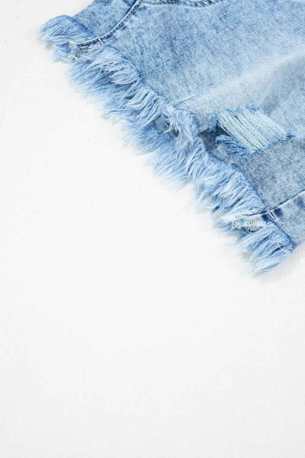 High-Waist Frayed Distressed Pocketed Denim Shorts
