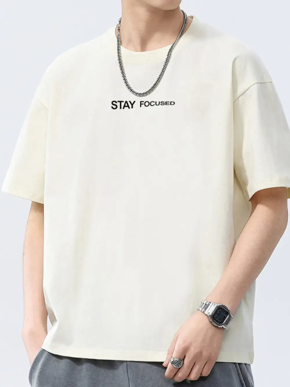 Letter Round-Neck Short-Sleeve T-Shirt