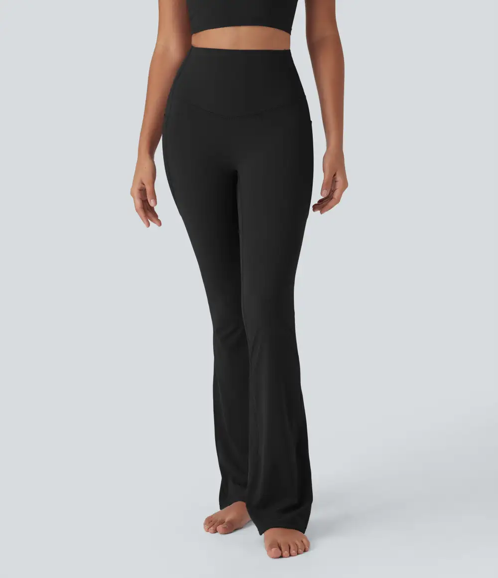 UltraSculpt Cool Quick Dry SoCinched High Waisted Tummy Control Yoga Bootcut Leggings-UPF 50+ with Pockets