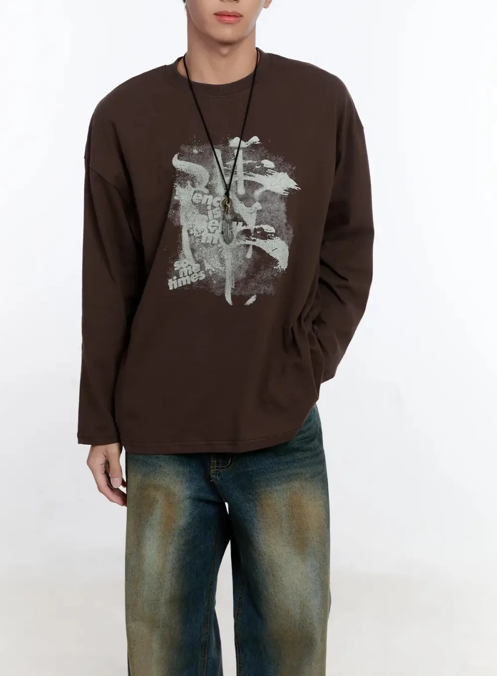 Men's Retro Print Long Sleeve Tee