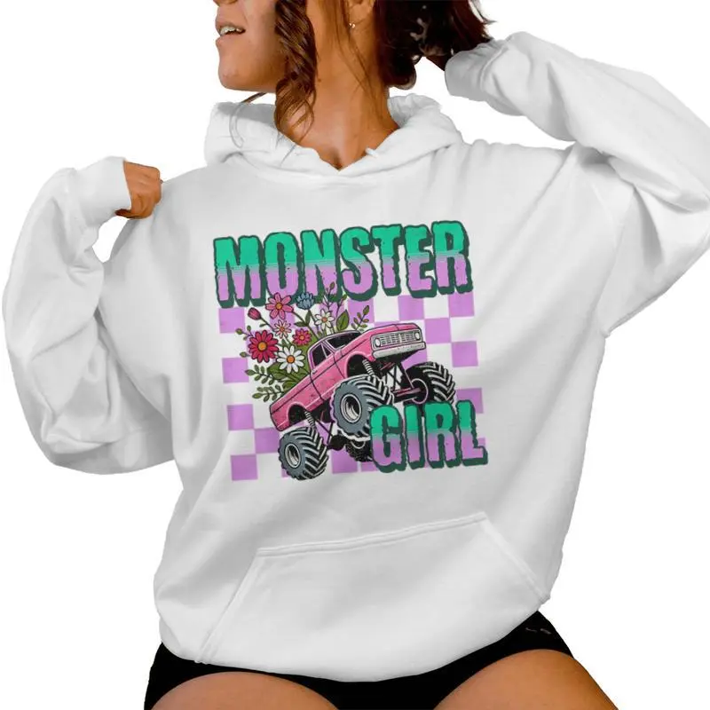 Vintage Monster Truck Girl Retro Women's Monster Truck Lover Women Hoodie