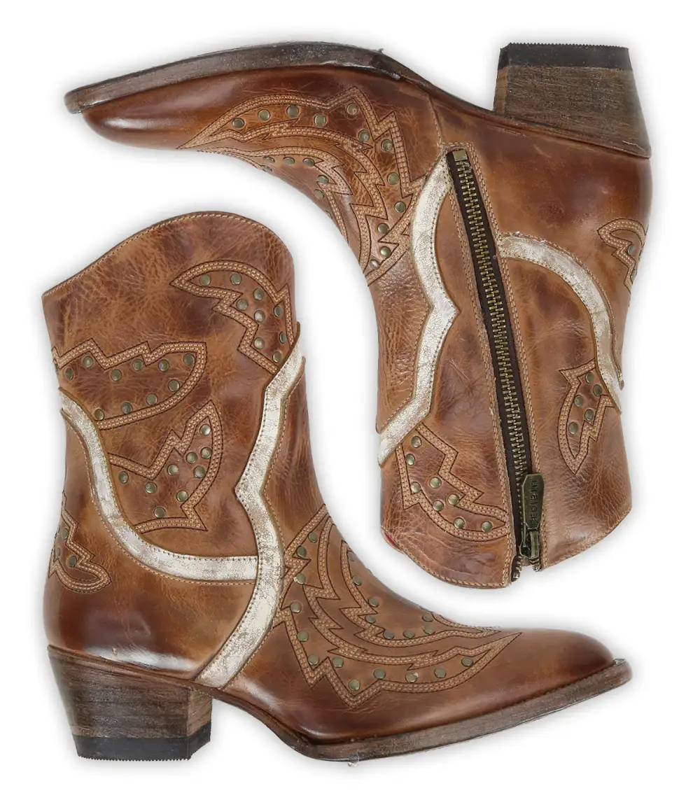 Side-Zip Studded Western Boots