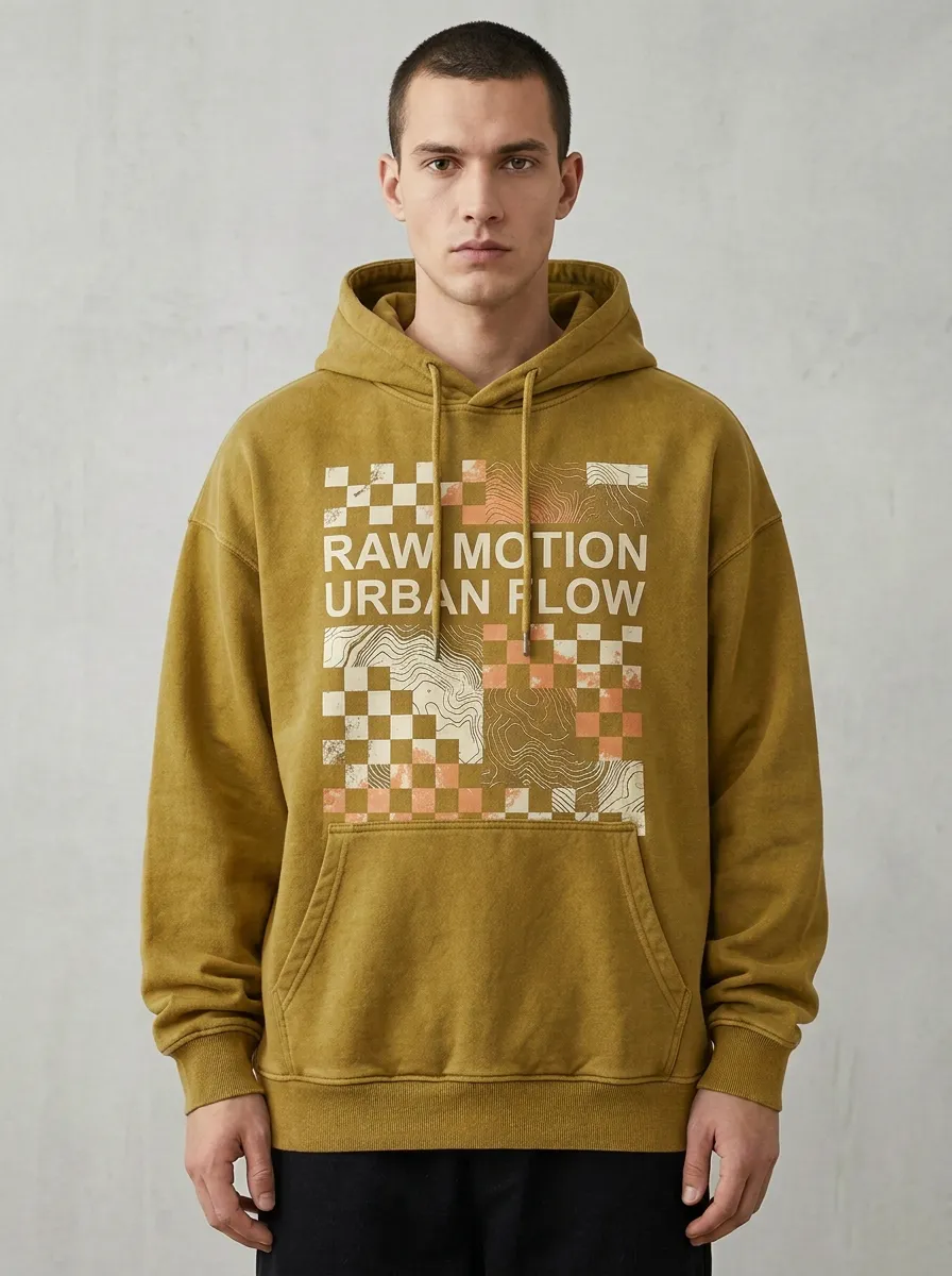 Casual Checkerboard Men's Graphic Hoodie