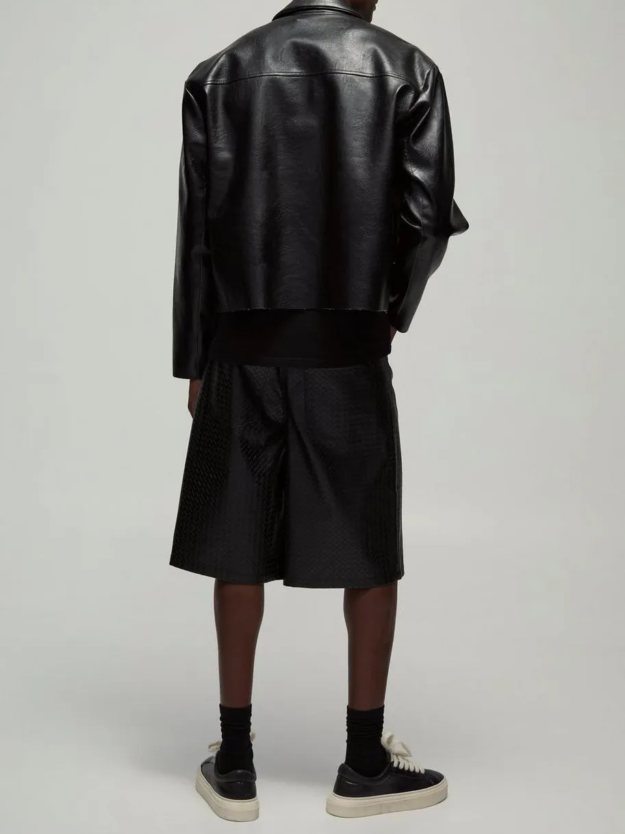 Spring And Summer Fixed Quilted Leather Shorts