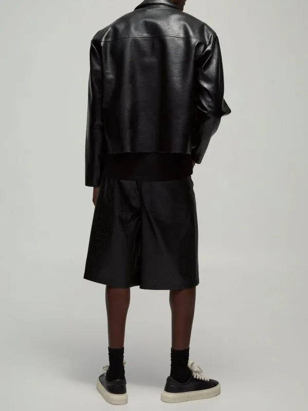 Spring And Summer Fixed Quilted Leather Shorts