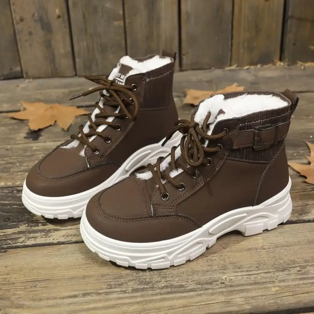 Plush Lining Lace-Up Boots