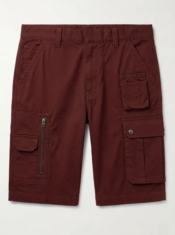 Men's Snap Cargo Pockets Grid Texture Cargo Shorts