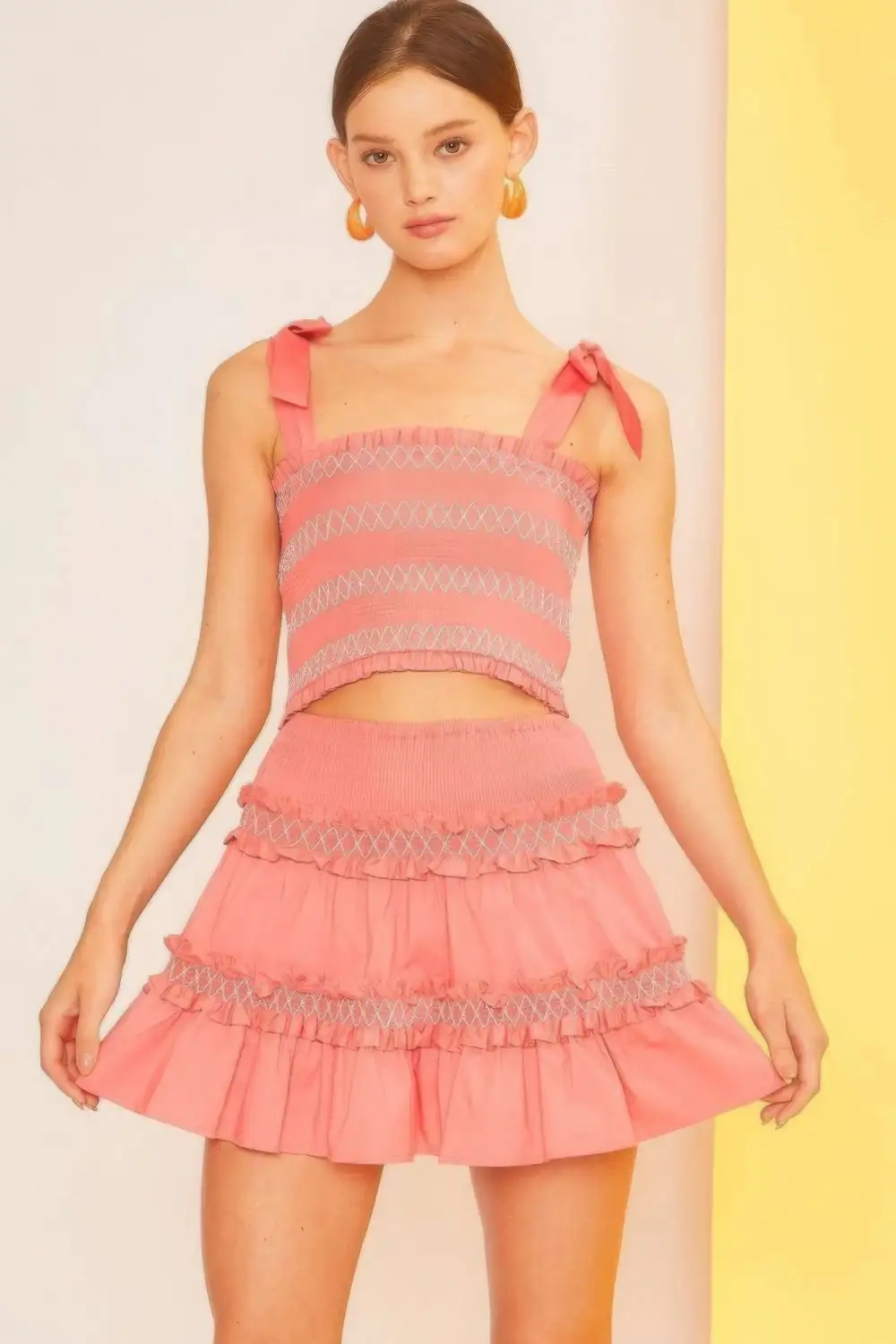Smocked Ruffle Trim Skirt