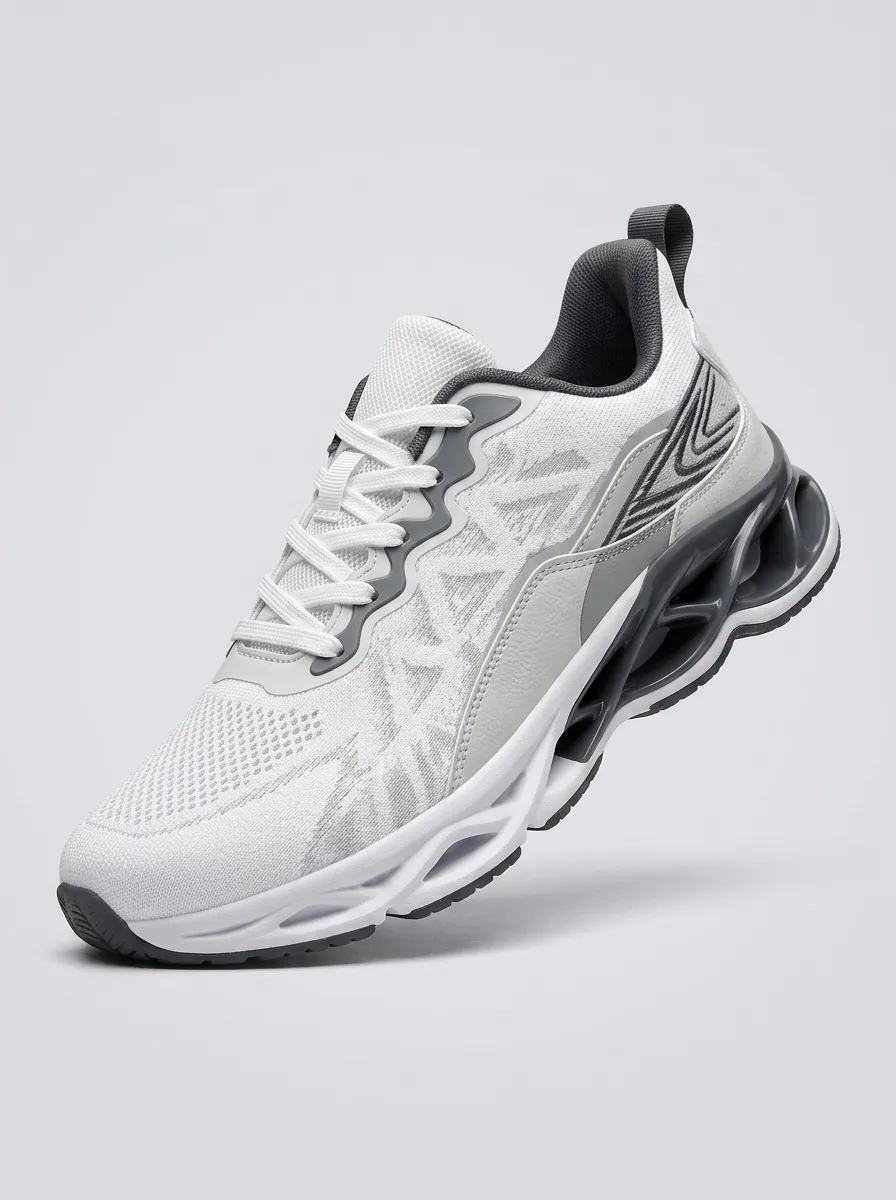 Men's White and Grey Performance Athletic Sneaker