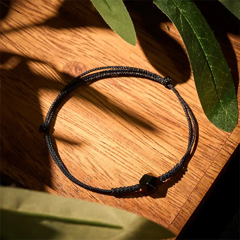 Natural Obsidian String Braided Bracelet