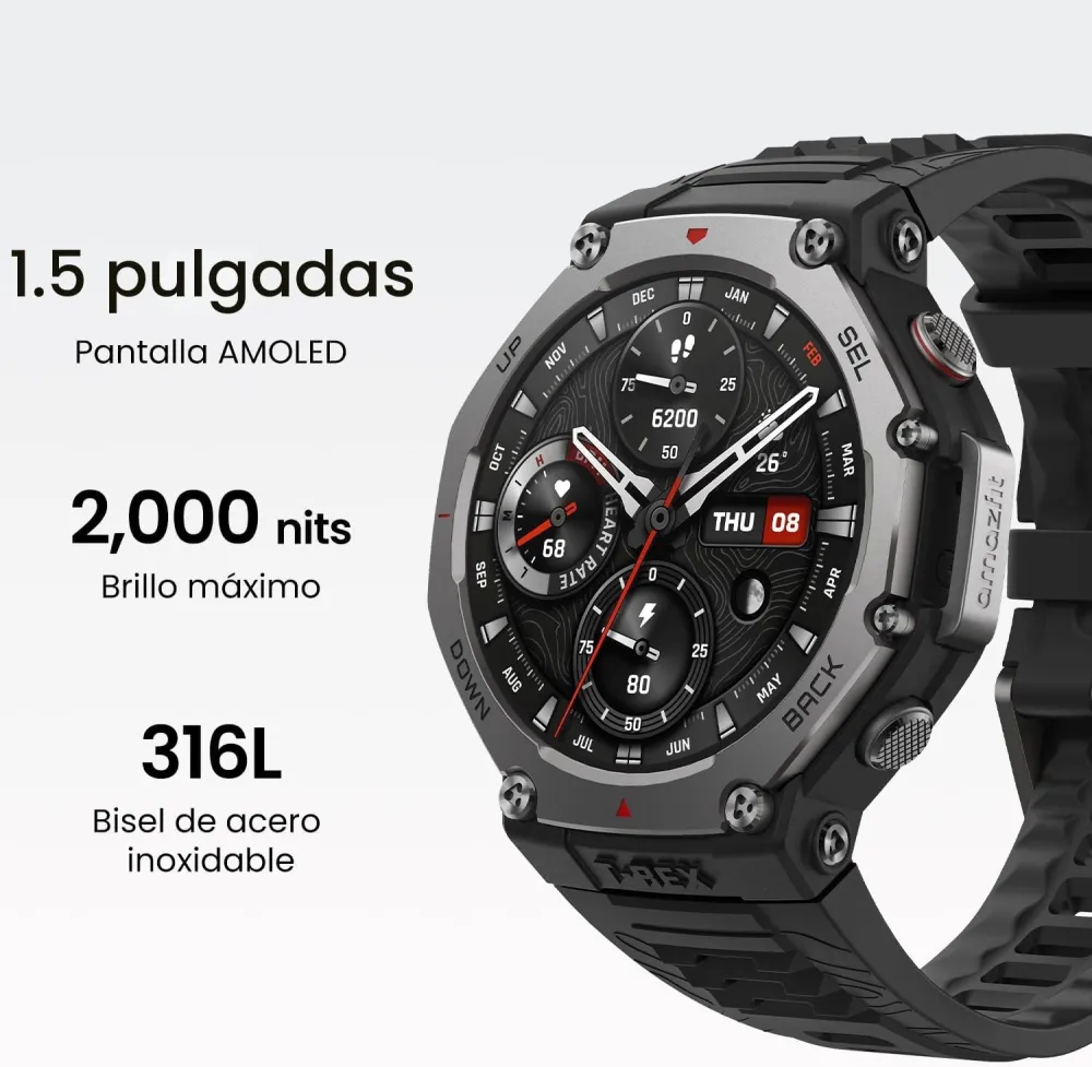 Amazfit T-Rex 3 Outdoor Smartwatch 48mm AMOLED Display, Maps & Offline Navigation, 6 Satellite GPS Systems Dual Band, 27 Days Battery Life, NFC Payment, 170 Adventure Sports Modes