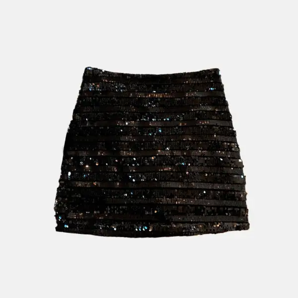 Stripe Acrylic Sequin Mini Skirt