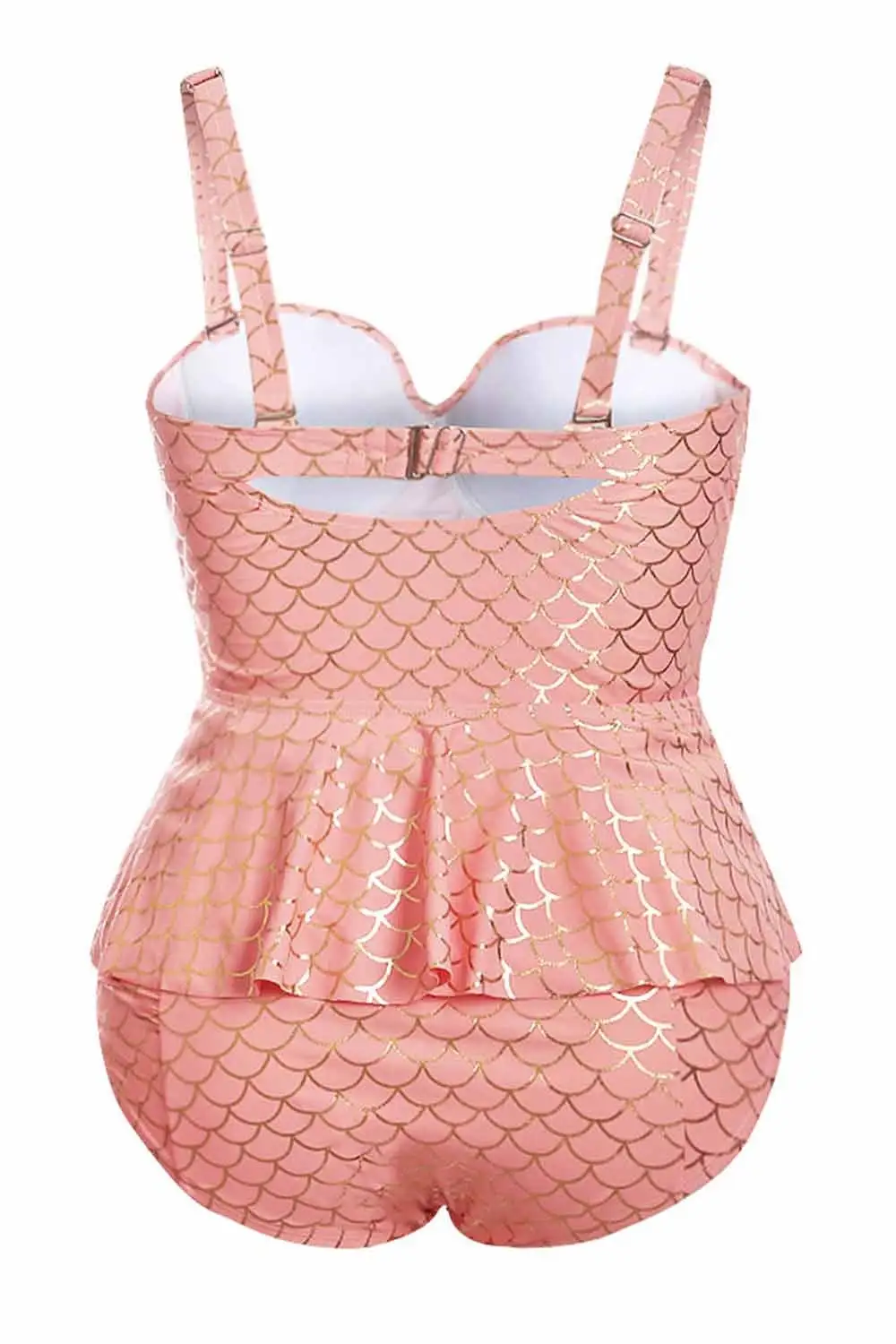 Swimwear Scale Halter Neck Peplum Plus Size Tankini