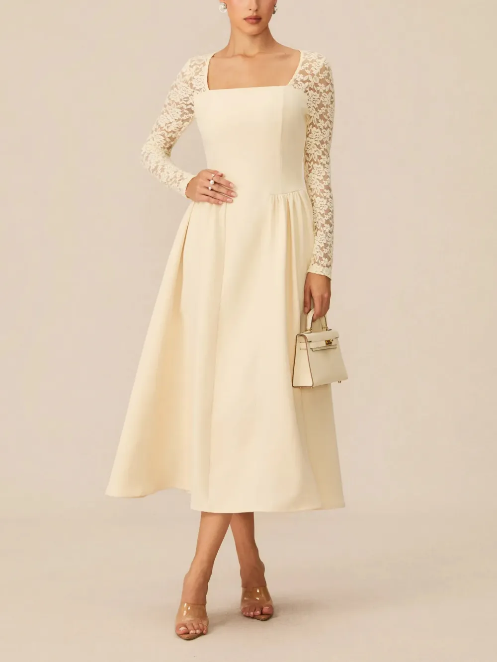Lace Sleeve Midi Dress