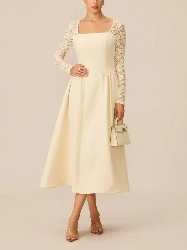 Lace Sleeve Midi Dress