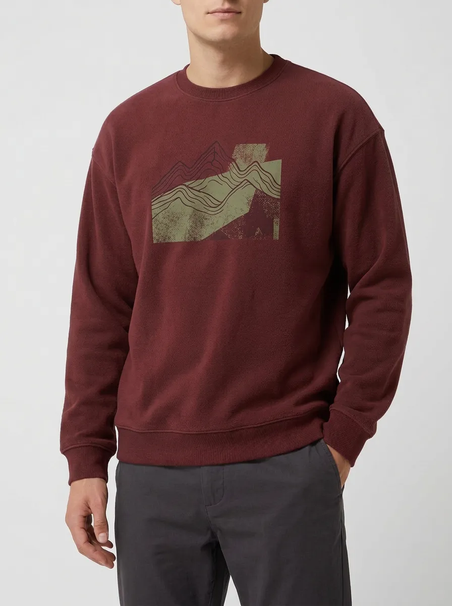 Men's Charcoal Graphic Print Crewneck Sweatshirt
