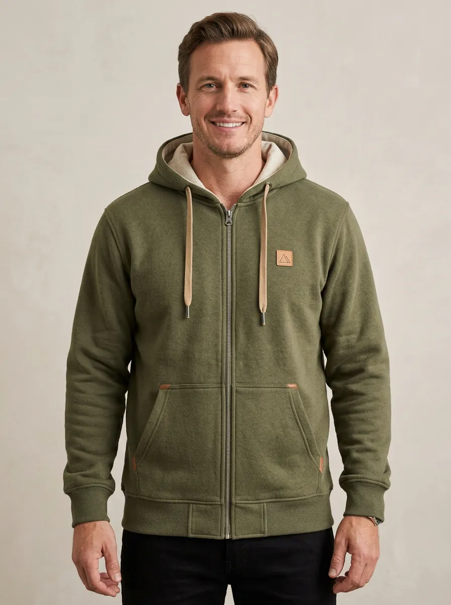 Men's Modern Mountain Graphic Hooded Zip-Up Sports Jacket