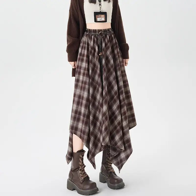 Layered Vintage Plaid Skirt