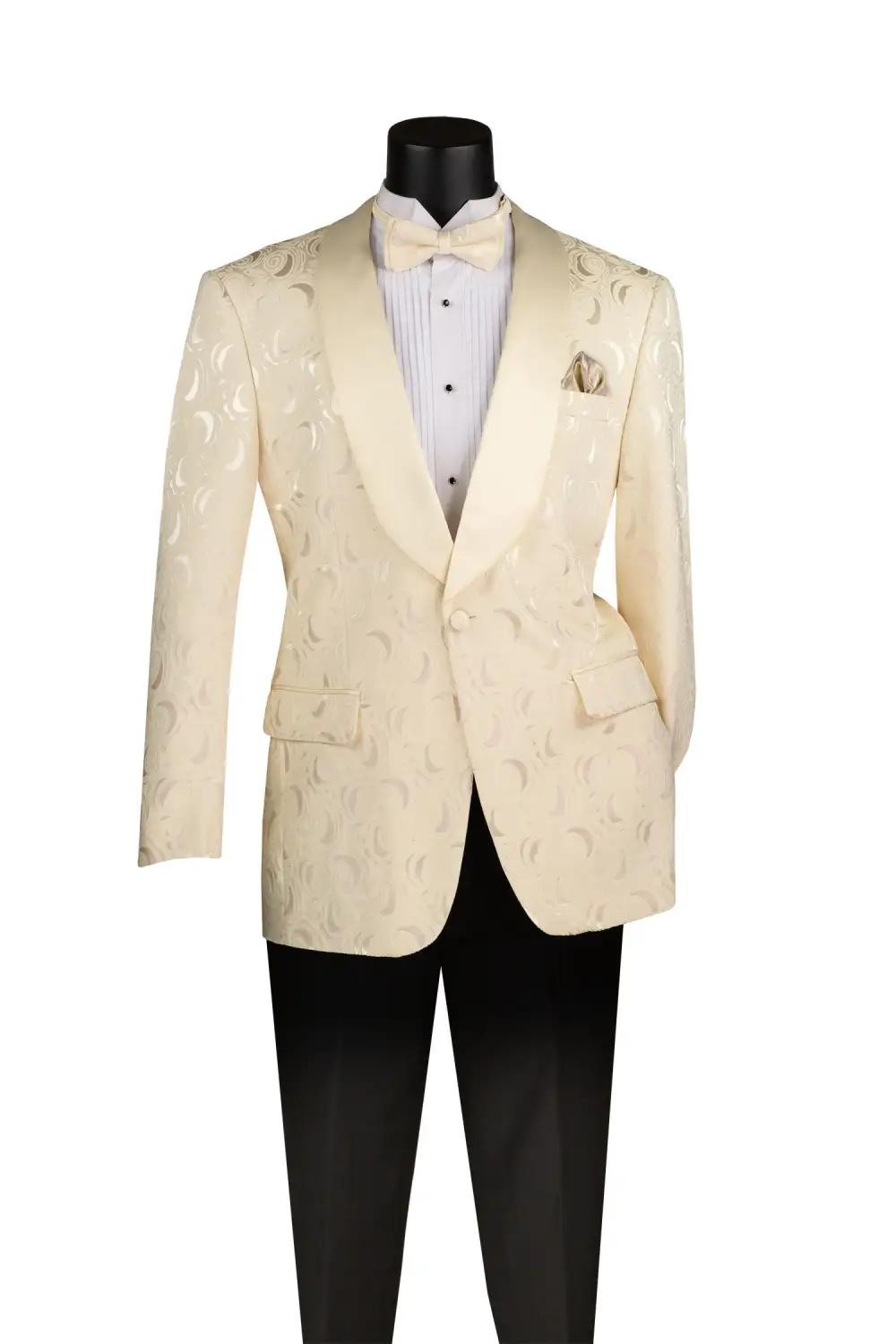 Regular Fit Jacquard Floral Single Breasted Shawl Lapel Side Vents Blazer