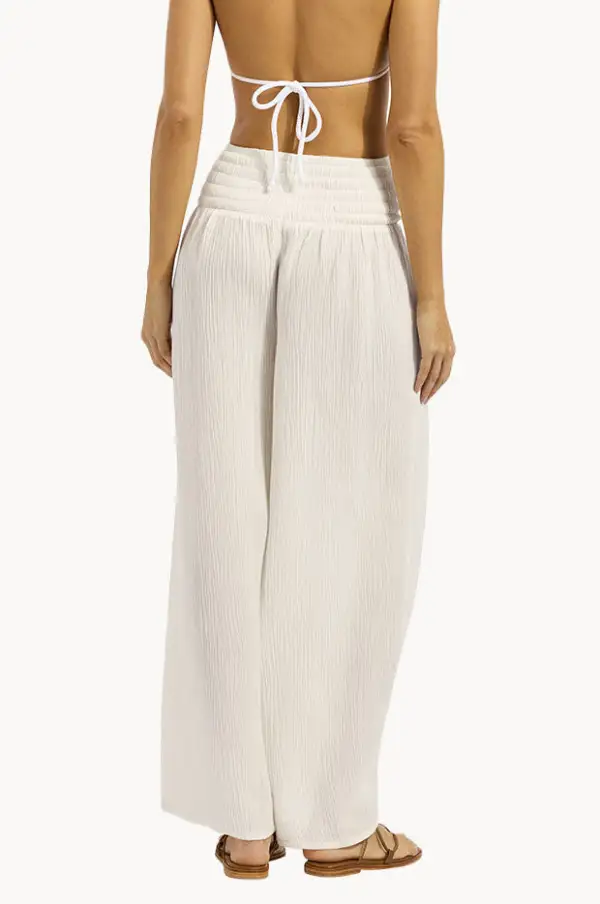 Shirred Waist Relaxed Pants