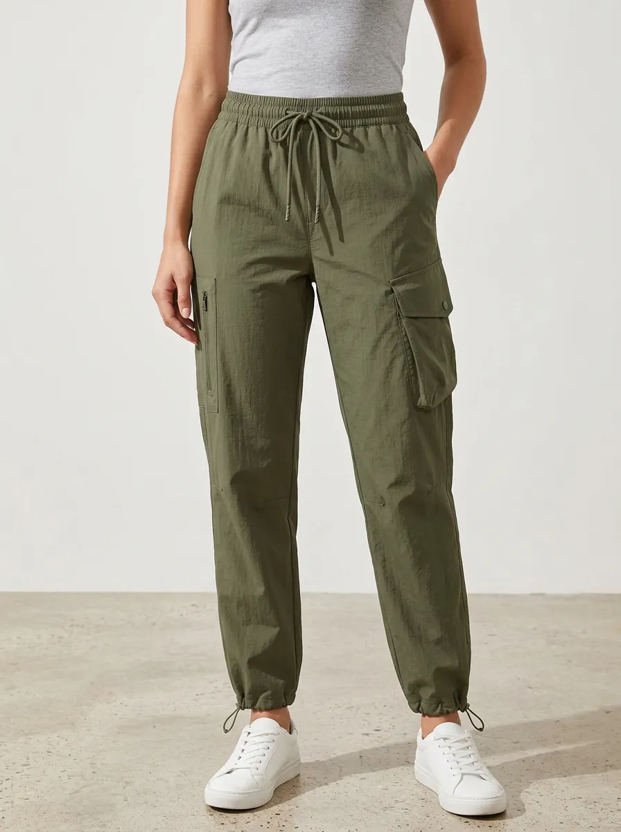 Everyday Drawstring Elastic-Waist Breathable Cargo Pants