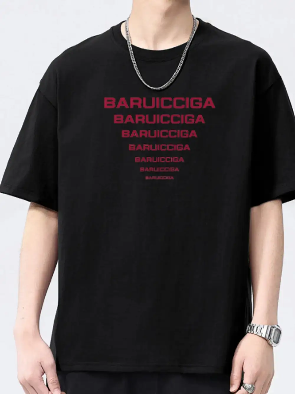 Cotton Letter Round-Neck Short-Sleeve T-Shirt