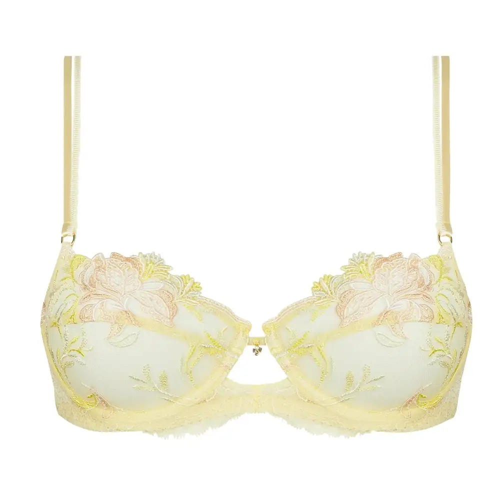 Women's Balconette Underwire Scalloped Lace Embroidery Bra