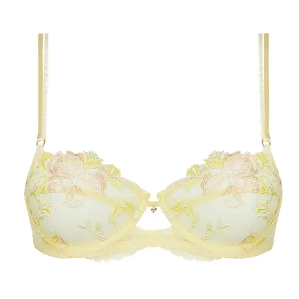 Women's Balconette Underwire Scalloped Lace Embroidery Bra
