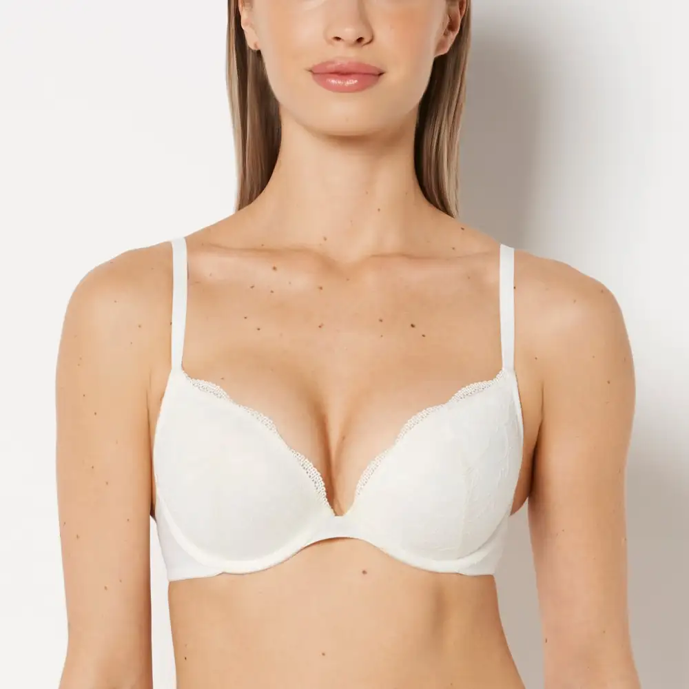 Classic Push Up Plunge Bra With Charmed Lace