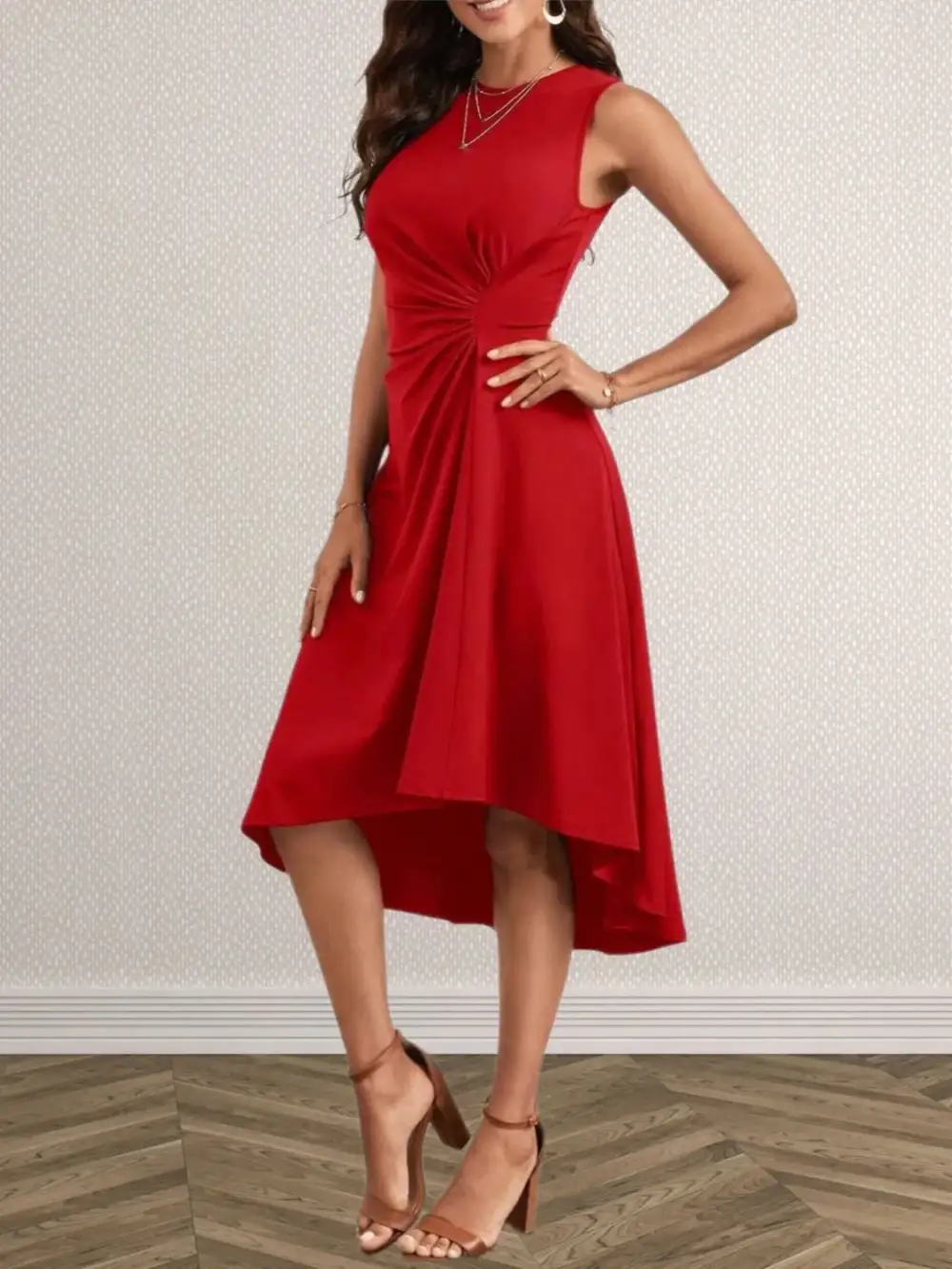 Round Neck A-Line Dress