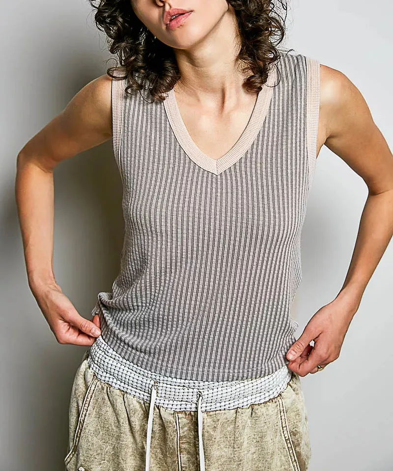 V-Neck Ribbed Tank Top