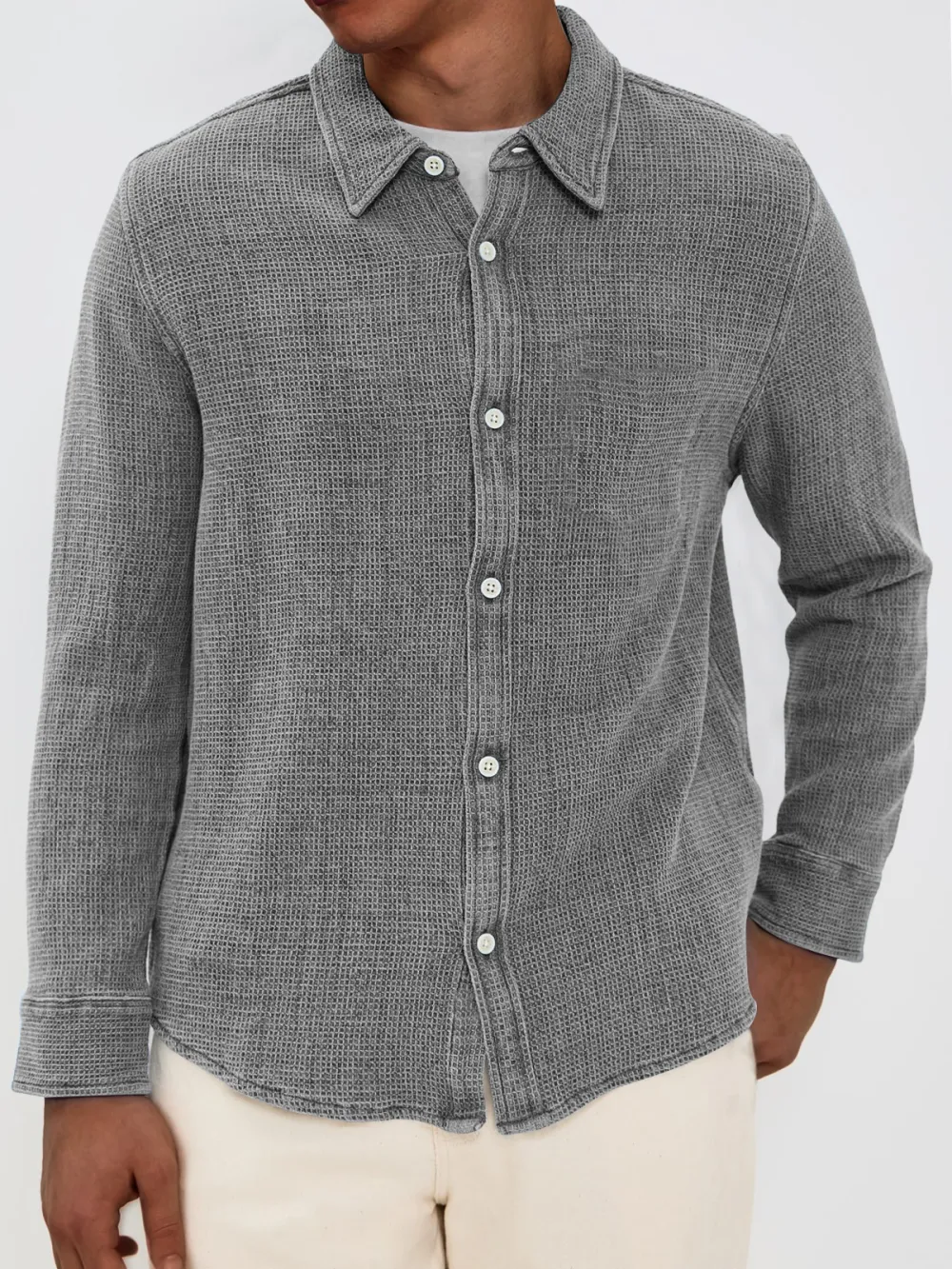 Everyday Textured Knit Long Sleeve Shirt