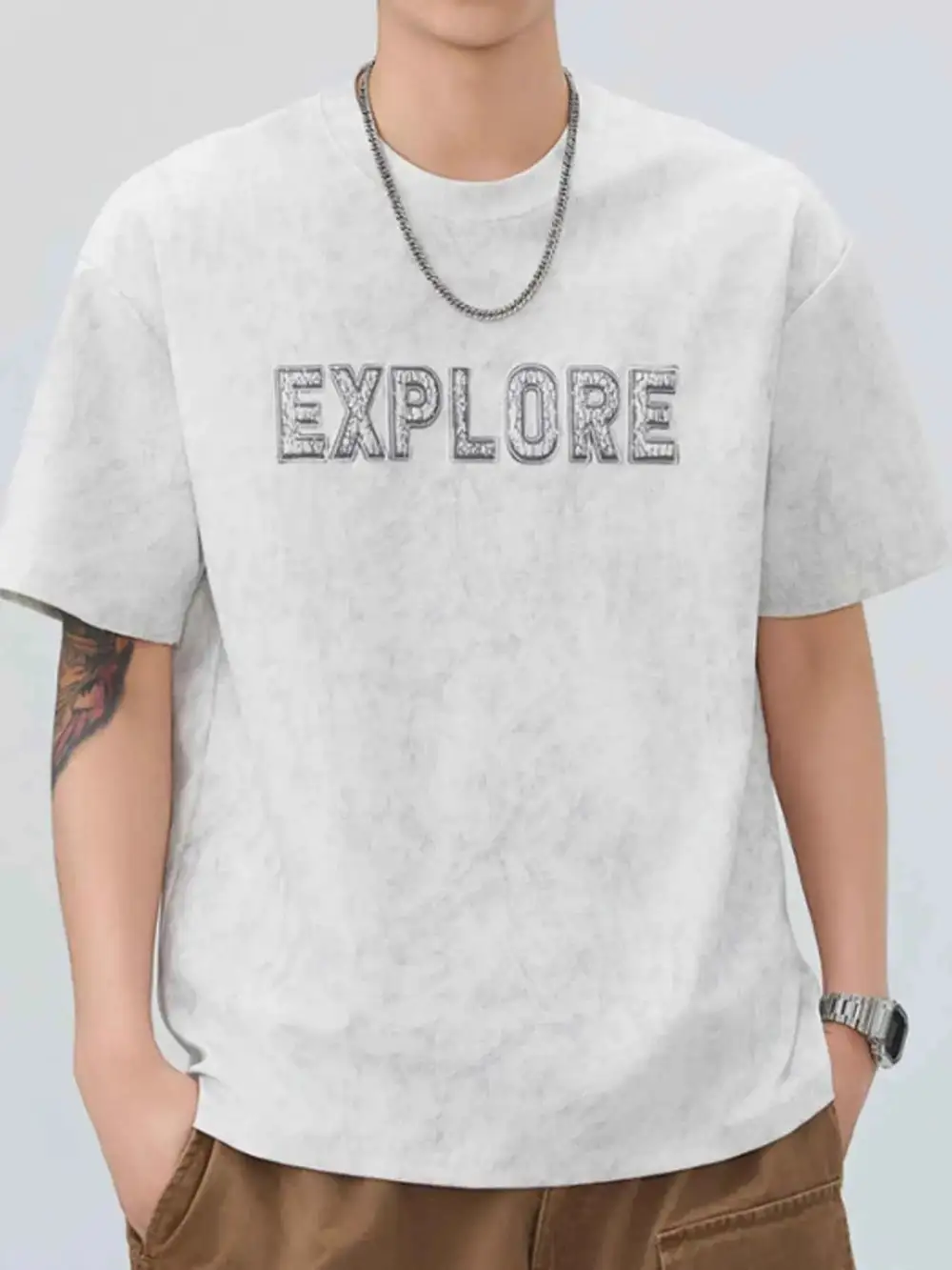 Easywear Letter Round Neck Short Sleeve T-Shirt