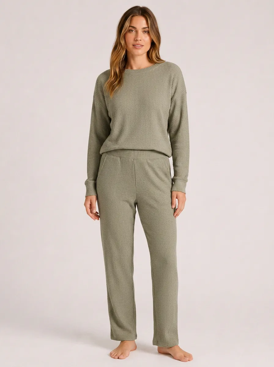 Women's Relaxed Straight Leg Waffle Set