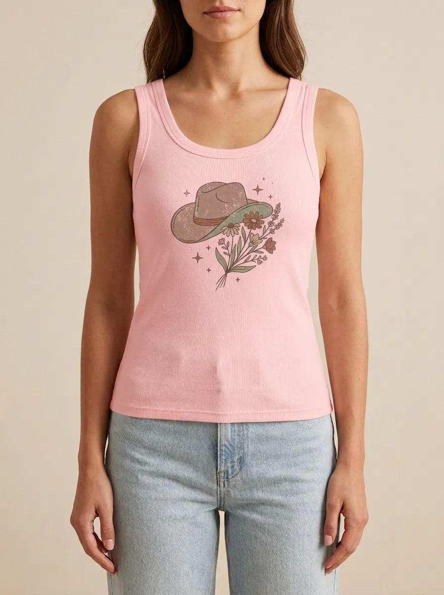 Festival Floral Built-In Bra Tank Top
