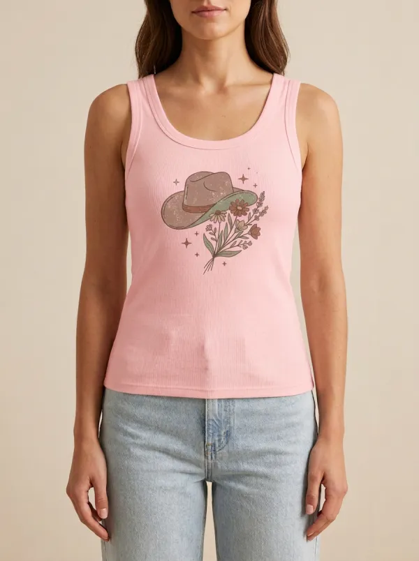 Festival Floral Built-In Bra Tank Top