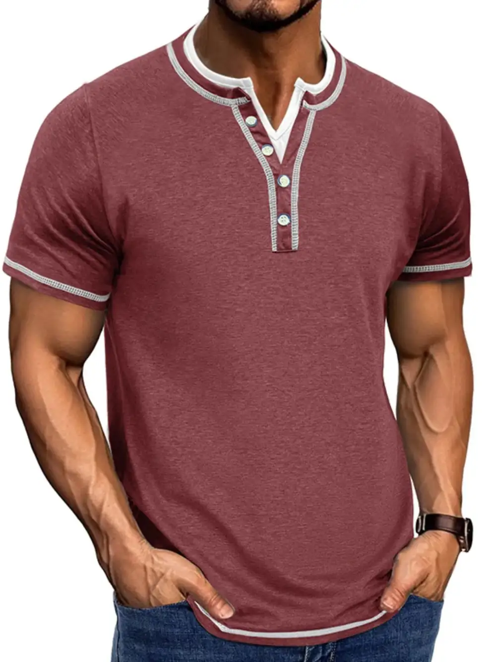 Soft Contrast Detail Collared Polo Shirt