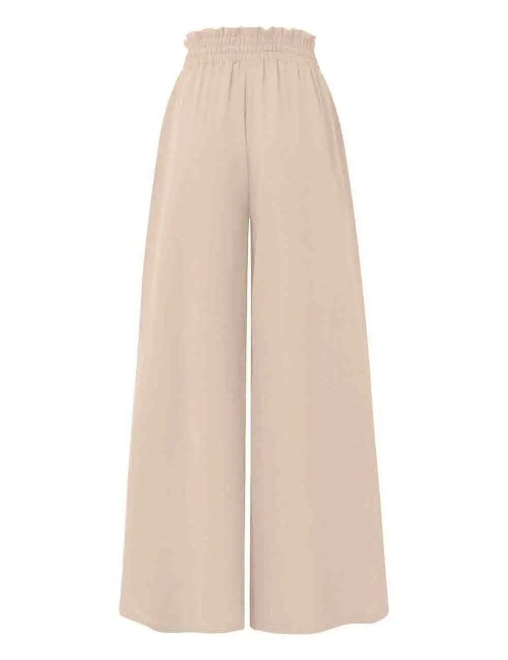 Elastic Waist Tie Wide Leg Pants